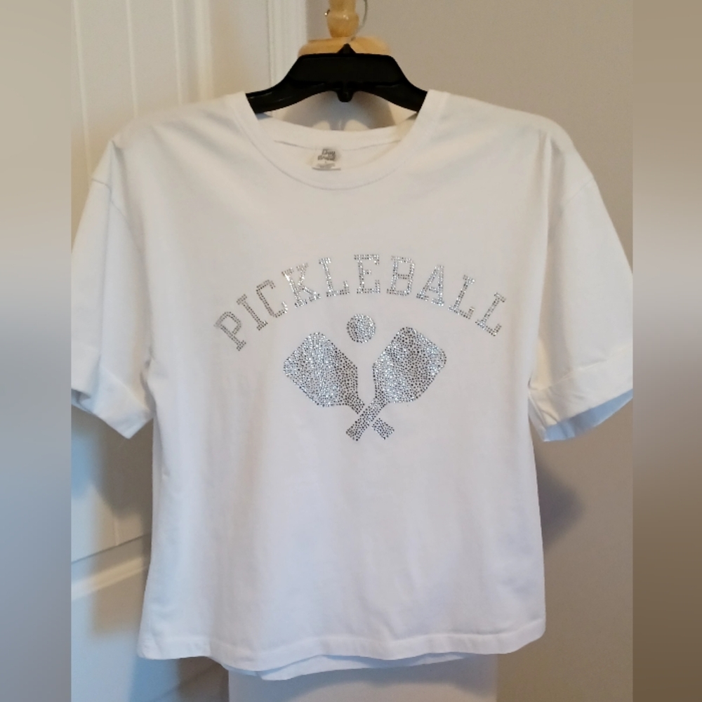 Daybreak T Shirt with Rhinestones Pickle Ball. Sz Large